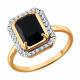 Золотое кольцо Diamant с фианитом и агатом