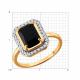 Золотое кольцо Diamant с фианитом и агатом