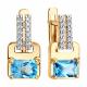 Золотые серьги Diamant с топазом и фианитом