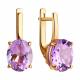 Золотые серьги Diamant с аметистом и эмалью