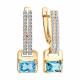 Золотые серьги Diamant с топазом и фианитом