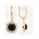 Золотые серьги Diamant с фианитом и агатом