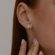 Серьги из белого золота Diamant с рубином и бриллиантом выращенным