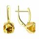 Золотые серьги Diamant с цитрином и эмалью