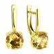 Золотые серьги Diamant с цитрином и эмалью