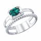 Серебряное кольцо SOKOLOV с фианитом и изумрудом