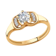 Золотое кольцо AQUAMARINE с фианитом и Swarovski