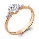 Золотое кольцо AQUAMARINE с фианитом и Swarovski