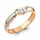 Золотое кольцо AQUAMARINE с фианитом и Swarovski