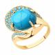 Золотое кольцо SOKOLOV с бирюзой и шпинелью