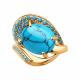 Золотое кольцо SOKOLOV с бирюзой и шпинелью