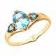 Золотое кольцо SOKOLOV с топазом и топазом Swarovski