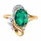 Золотое кольцо SOKOLOV с фианитом и гидротермальным изумрудом