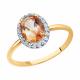 Золотое кольцо SOKOLOV с фианитом и топазом Swarovski
