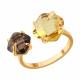 Золотое кольцо SOKOLOV с цитрином и раухтопазом