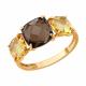Золотое кольцо SOKOLOV с цитрином и раухтопазом