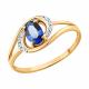 Золотое кольцо SOKOLOV с фианитом и сапфировым корундом