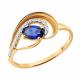 Золотое кольцо SOKOLOV с фианитом и сапфировым корундом
