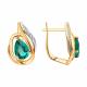 Золотые серьги SOKOLOV с бриллиантом и гидротермальным изумрудом