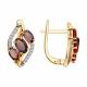 Золотые серьги SOKOLOV с фианитом и гранатом