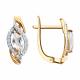 Золотые серьги SOKOLOV с фианитом и горным хрусталём