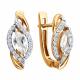 Золотые серьги SOKOLOV с фианитом и горным хрусталём