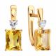 Золотые серьги SOKOLOV с фианитом и цитрином