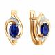 Золотые серьги SOKOLOV с фианитом и сапфировым корундом