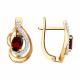 Золотые серьги SOKOLOV с фианитом и гранатом