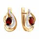 Золотые серьги SOKOLOV с фианитом и гранатом
