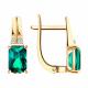 Золотые серьги SOKOLOV с сапфиром и гидротермальным изумрудом