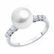 Золотое кольцо SOKOLOV с жемчугом и бриллиантом выращенным