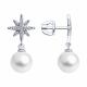 Серьги из белого золота SOKOLOV с бриллиантом и жемчугом