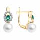 Золотые серьги SOKOLOV с бриллиантом, жемчугом и гидротермальным изумрудом
