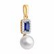 Золотая подвеска SOKOLOV с бриллиантом, сапфировым корундом и жемчугом