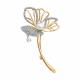 Золотая брошь SOKOLOV с фианитом, жемчугом и горным хрусталём