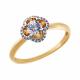 Золотое кольцо SOKOLOV с фианитом и Swarovski
