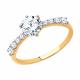 Золотое кольцо SOKOLOV с фианитом и Swarovski