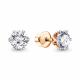 Золотые серьги AQUAMARINE с бриллиантом выращенным