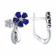 Серебряные серьги SOKOLOV с фианитом и сапфировым корундом