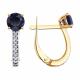 Серьги из золочёного серебра SOKOLOV с фианитом и сапфировым корундом