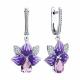 Серебряные серьги SOKOLOV с фианитом, аметистом и эмалью