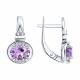 Серебряные серьги SOKOLOV с фианитом и аметистом