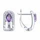 Серебряные серьги SOKOLOV с фианитом и аметистом
