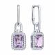 Серебряные серьги SOKOLOV с фианитом и аметистом