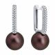 Серебряные серьги Diamant с фианитом и жемчугом