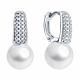 Серебряные серьги Diamant с фианитом и жемчугом