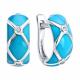 Серебряные серьги Diamant с фианитом и эмалью