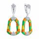 Серебряные серьги Diamant с фианитом и эмалью