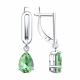 Серебряные серьги Diamant с хризолитом и ювелирным кристаллом